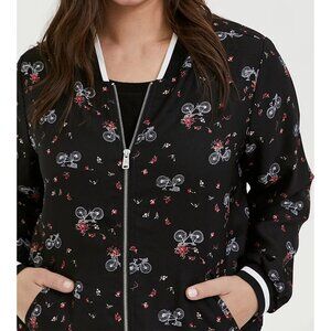 🆕🚲 BLACK CREPE FLORAL & BIKE BOMBER JACKET 🚲